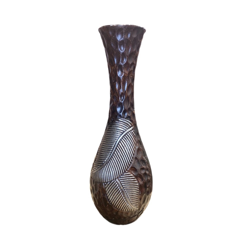 ***SOLD*** Rare Handcrafted Wood Carved  Rhythmic Divot Design Carved Leaves